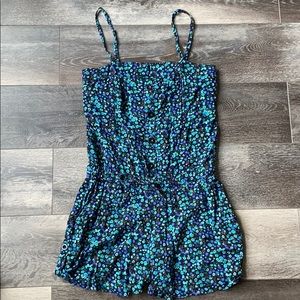Black and Blue Floral Romper